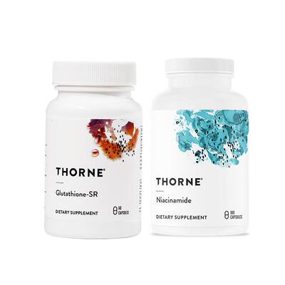 Thorne悦恩美白嫩肤淡斑CP谷胱甘肽 60粒+烟酰胺180粒【组合】