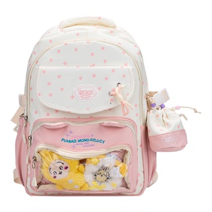 LoovissVarit原创星心喵语小清新初中生书包大容量双肩包痛包娃包