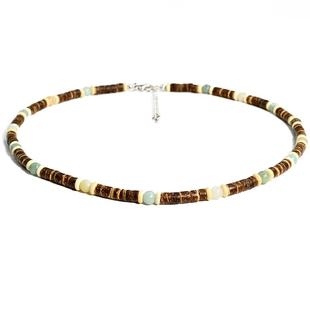 欧美风小众长款项链男女椰壳虎眼石亚马逊石沙滩春夏个性百搭轻奢