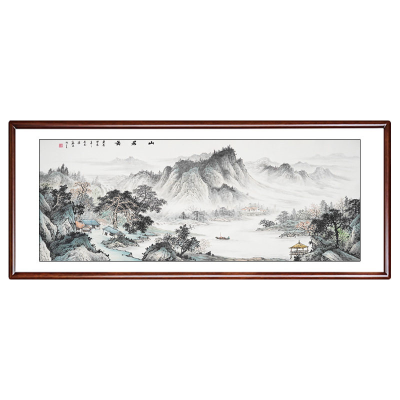 水墨画国画挂画办公室山居图手绘