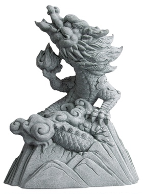 逗兽记青砂石摆件桌面如意神龙座