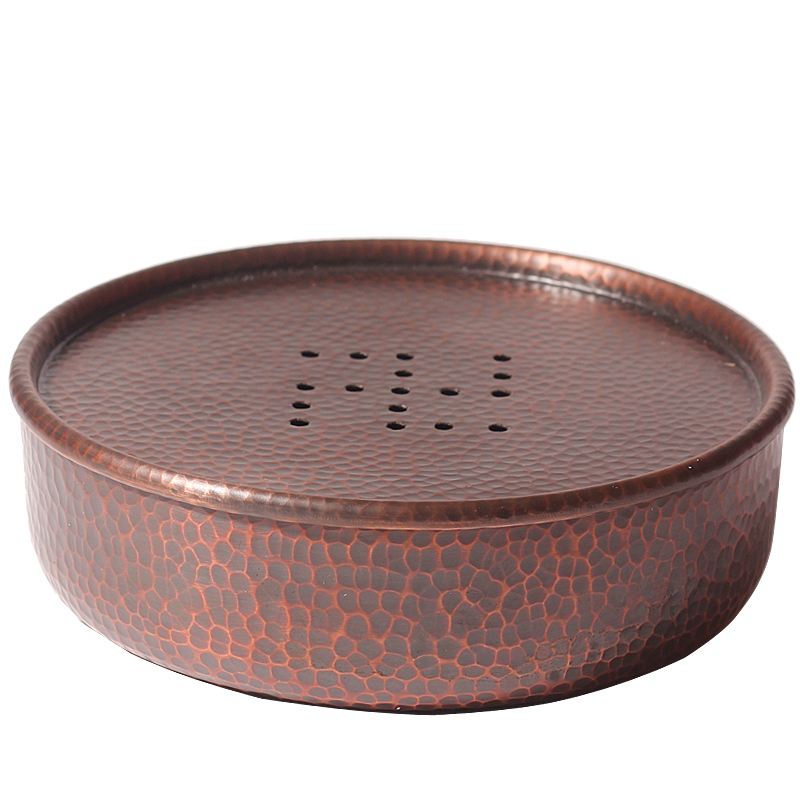 信龙堂手工心印锤纹壶承干泡台茶盘功夫茶具托盘茶台茶海加厚纯铜