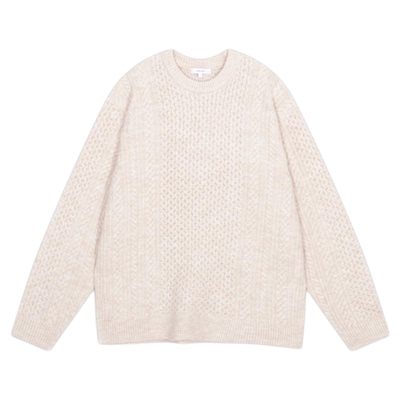 GLOBAL WORK 毛衣男女同款25冬季新款圆领宽松情侣款针织衫581034