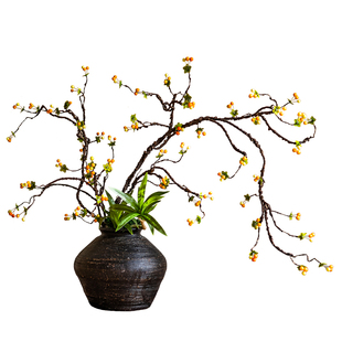北欧仿真海棠花客厅餐桌插花室内果实树枝花艺绢花假花装饰品摆件