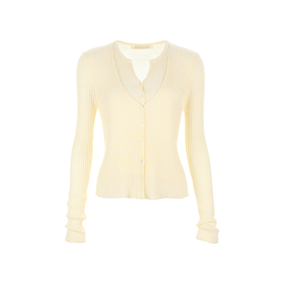 wanatry莱赛尔假两件针织开衫