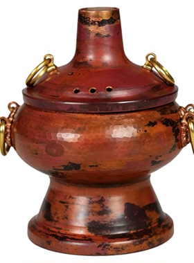 铜之魂纯铜香炉烟灰缸花瓶花器一人小火锅摆件紫铜手工艺品创意