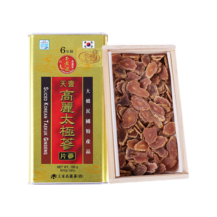韩国高丽参片天壹不老健太极参6年根东洋参片正品礼盒红参片150g