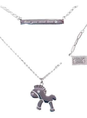 chin时尚莫桑钻小马项链