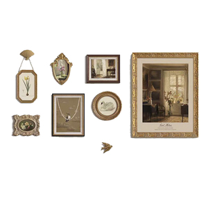 高级法式复古客厅沙发背景墙装饰画组合欧式古典混搭餐厅卧室挂画