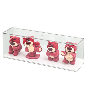草莓熊公仔收纳盒盲盒收纳展示架透明防尘手办泡泡玛特摆件展示柜