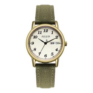 聚利时手表女2026新款轻奢小众ins设计简约女款学生手表双日历