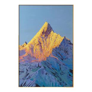 三千山原创手绘丙烯画《梅里雪山神女峰》丙烯肌理画 客厅装饰画