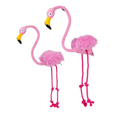 QMONSTER火烈鸟长脖子宠物狗狗毛绒发声耐咬藏食玩具拔河大型犬