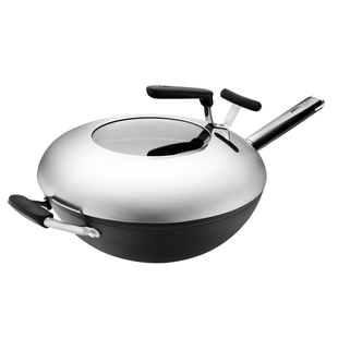 爱仕达油你控旋风尖底大翻炒爆炒铁锅无涂层锈不了炒菜锅精铁炒锅