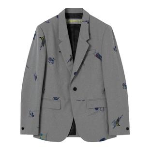 NUMBER HERE男装春新品印花图案西装外套设计师明星同款NH13A303