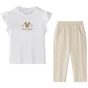 FILA KIDS斐乐童装儿童套装2026夏季新款女小童短袖T恤长裤两件套