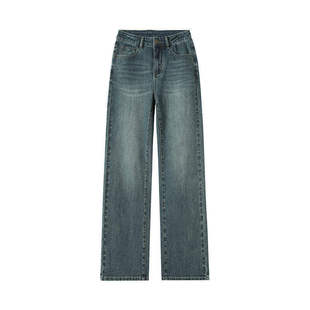 直筒牛仔裤女2026新款超好看小个子显瘦高腰复古春秋款窄版阔腿裤