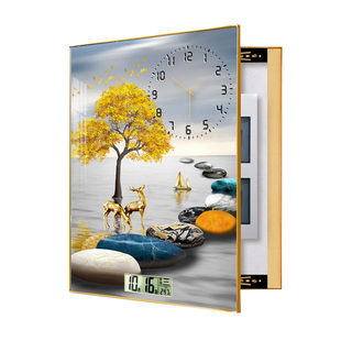 电表箱装饰画竖款新款带钟表时钟万年历配电箱挂画遮挡电闸箱开关
