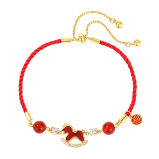 DODOGOGO红绳小马圆珠手链女2026新款新年红色手绳马年生肖手饰