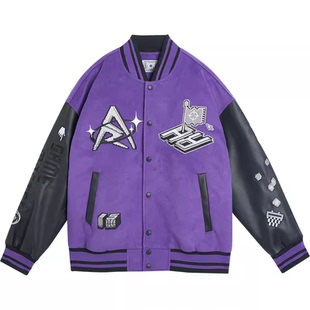 准者里夫斯同款夹克外套棒球服男时尚宽松休闲运动美式上衣开衫