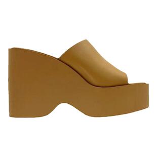 潮奢辣妹~欧美风真皮厚底拖鞋 2026夏季时尚高级感增高坡跟一字拖