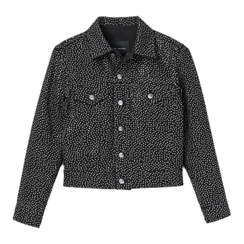 【新增折扣】MARC JACOBS  MJ 丹宁牛仔黑色闪亮休闲短款外套上衣
