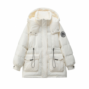 特大码工装羽绒服女加肥加大胖mm200斤中长款宽松加厚派克服外套