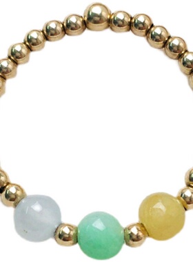 天然翡翠14k时尚个性风小金珠