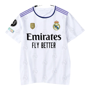 皇马队欧冠22-23赛季本泽马足球迷服速干短袖T恤衫男女冰丝球衣服