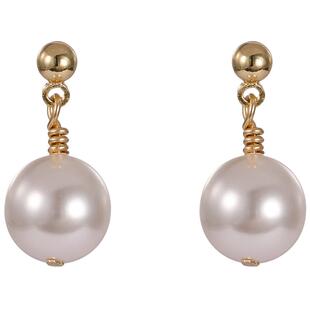 小风吹~14k包金施家小珍珠耳钉简约百搭温柔耳坠小巧短款精致耳环