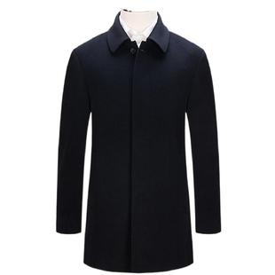 鼎铜纯羊绒大衣男中年翻领加厚冬中长款高端商务高档男士毛呢外套