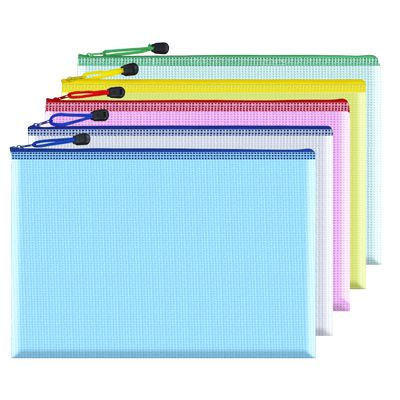 防水PVC透明网格拉链文件袋