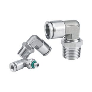 304不锈钢快插气管接头气动快速接头PL8-02直角弯高温高压耐腐蚀