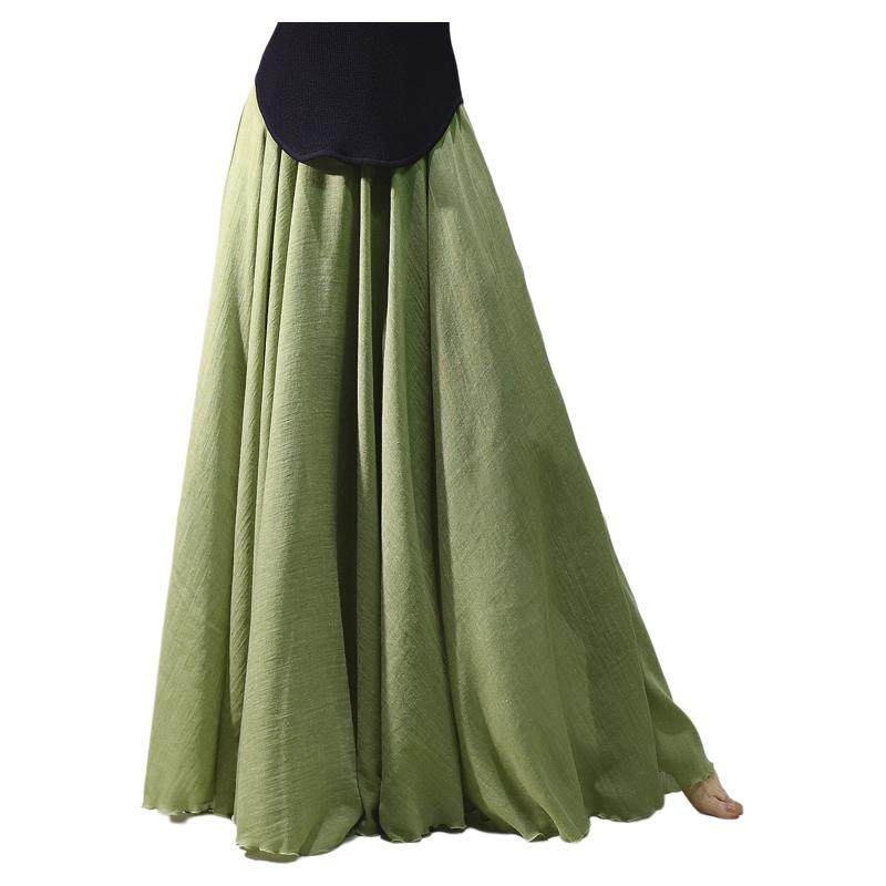 1725-新中式双层仿棉麻半身裙