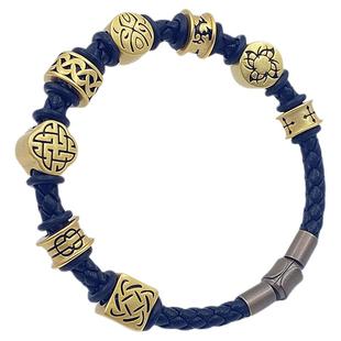 5毫黑皮绳手链男刺青八件套酷黑转运珠大孔信念守护和谐幸运同款