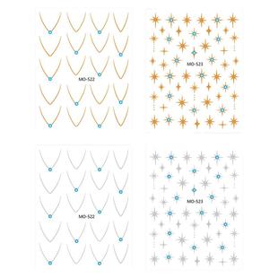 银月审判者美甲贴纸晶钻烫金浮雕立体超闪六星芒指甲贴背胶装饰品