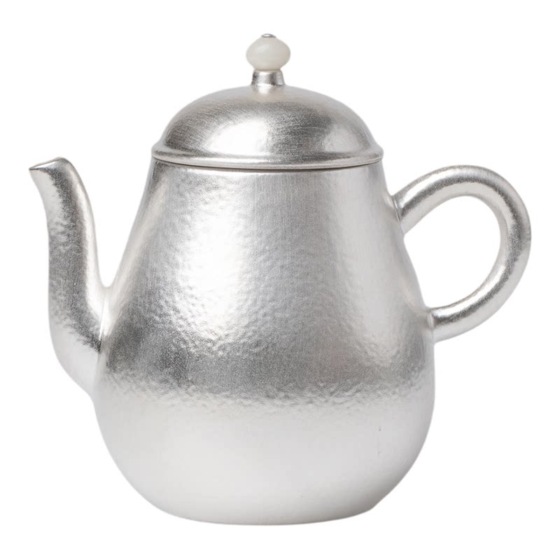 植述纯手工鎏银陶瓷秋梨壶禅意高档功夫茶具小茶壶轻奢泡茶壶茶器