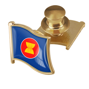 东盟旗帜徽章世界各国旗帜胸章东盟协会金属襟章蝴蝶扣镀金胸针