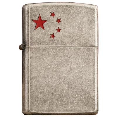 zippo打火机古银红旗五角星