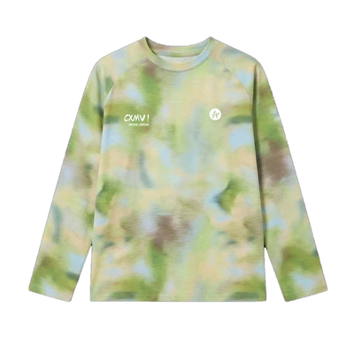 儿童长袖t恤男女童速干衣渐变印花防晒运动训练服上衣夏装套装