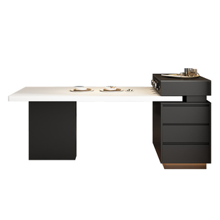 意式导台2026新款餐桌一体家用可伸缩岩板多功能中导台吧台窄岛台