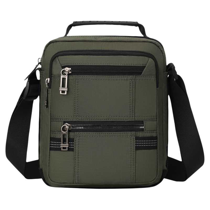 2026防泼水尼龙布多拉链袋双层男手提单肩斜挎IPADMINI伞收款银包