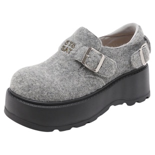 星期六勃肯鞋女款秋冬学院风女士厚底高跟乐福鞋JK制服百搭小皮鞋