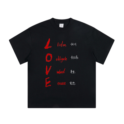 字母印花短袖定制T恤LOVE纯棉DIY