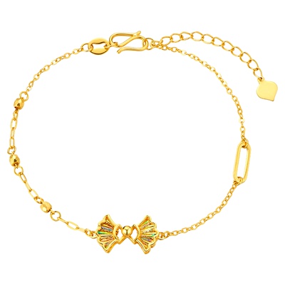 金至尊彩虹蝴蝶结闪醉金黄金手链5G足金爆闪金手链新年礼物送女友