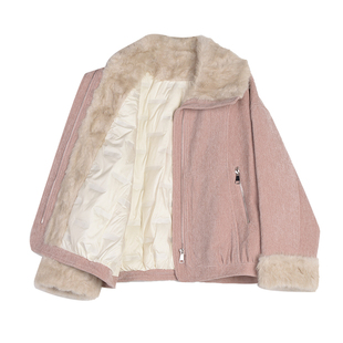 宽松加厚小个子短款羽绒服2025新款90白鸭绒雪尼尔毛毛外套女