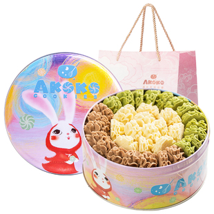 AKOKO小花黄油曲奇饼干560g新年礼物马年货礼盒休闲零食糕点甜品