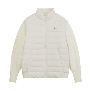 BIPOLAR腊肠小狗针织袖羽绒服拼接立领轻薄显瘦款90绒外套情侣款