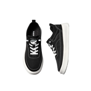 HauttonJeans黑色百搭布鞋男款2026夏季轻便运动鞋男士透气板鞋潮