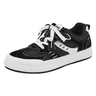 热风男鞋2025年秋季新款男士黑色休闲鞋百搭板鞋运动平底鞋子男款